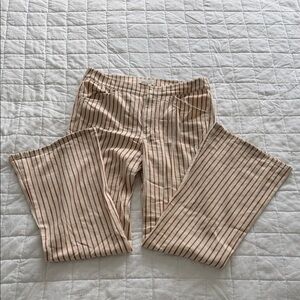 Anthropologie Cream and Brown Striped Flared Trousers- size 30- EUC